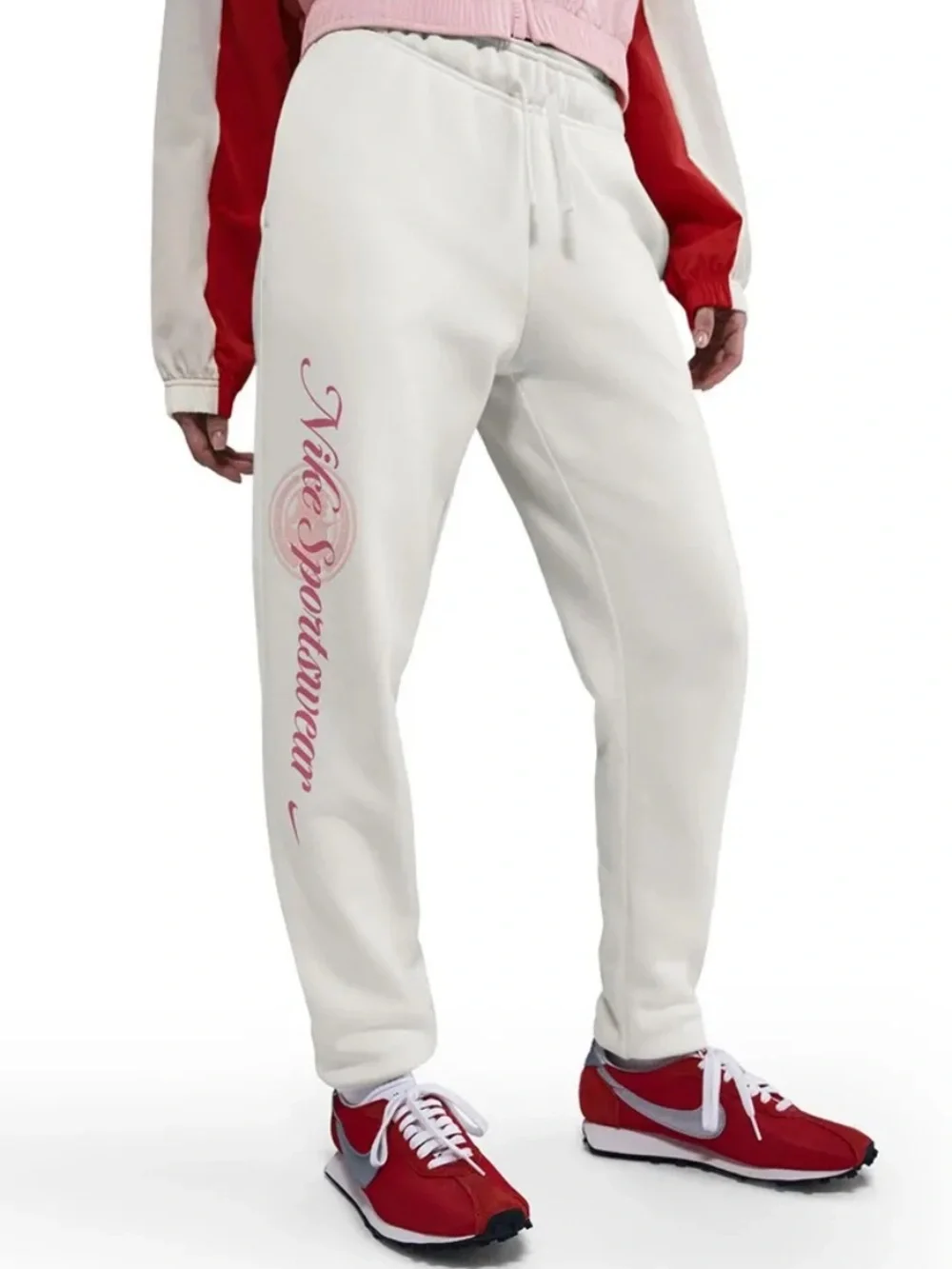 NWT!! Nike Cream Joggers with Pink Script Logo